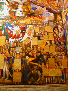 Mural representing Mexican history in the Government Palace of Tlaxcala