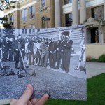 University Hall, lawnmowing during WWII