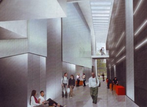 The rendering of the corridor provided by the architects