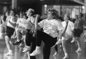 Aerobic Class Participants Lifting Knees